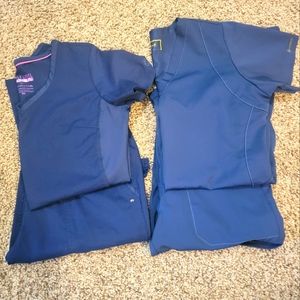 1 Purple Label, 1 Wonderwink XS Navy Blue scrubs